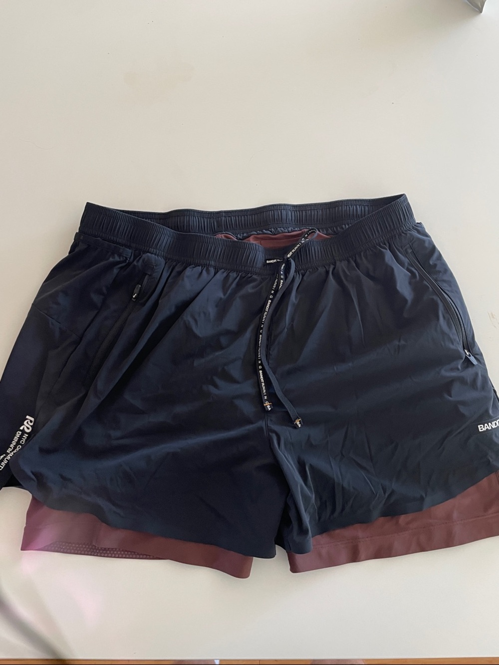 Bandit Navy and Maroon Men's 2-in-1 Performance Shorts